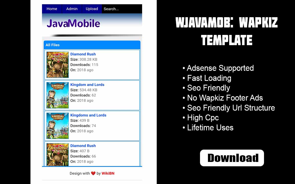 JavaMob wapkiz template, Wapkiz Download Site Template