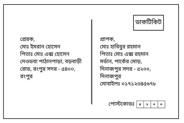 পরীক্ষার খাতায় চিঠির খাম লেখার নিয়ম ছবি