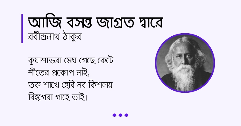 Aji Bosonto Jagroto dware কবিতা আজি বসন্ত জাগ্রত দ্বারে, লেখক রবীন্দ্রনাথ ঠাকুর
